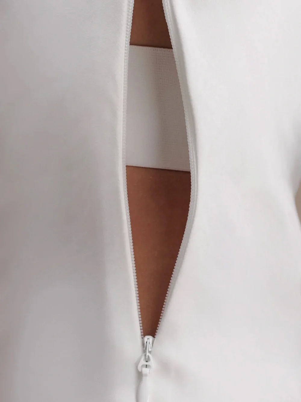 Elegant Off-Shoulder White Satin Evening Dress (Ashley - Meshki - Medium) - Picture 6 of 7